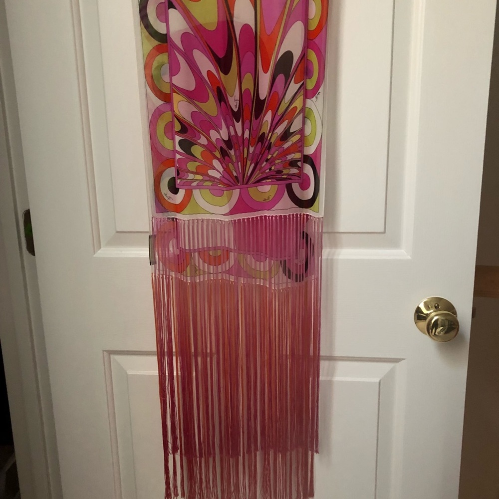 Pucci Silk Scarf with Beautiful Fringe